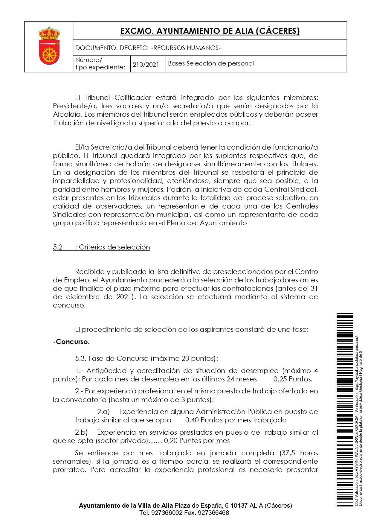 Bases para varios puestos de trabajo (octubre 2021) - Alía (Cáceres) 5