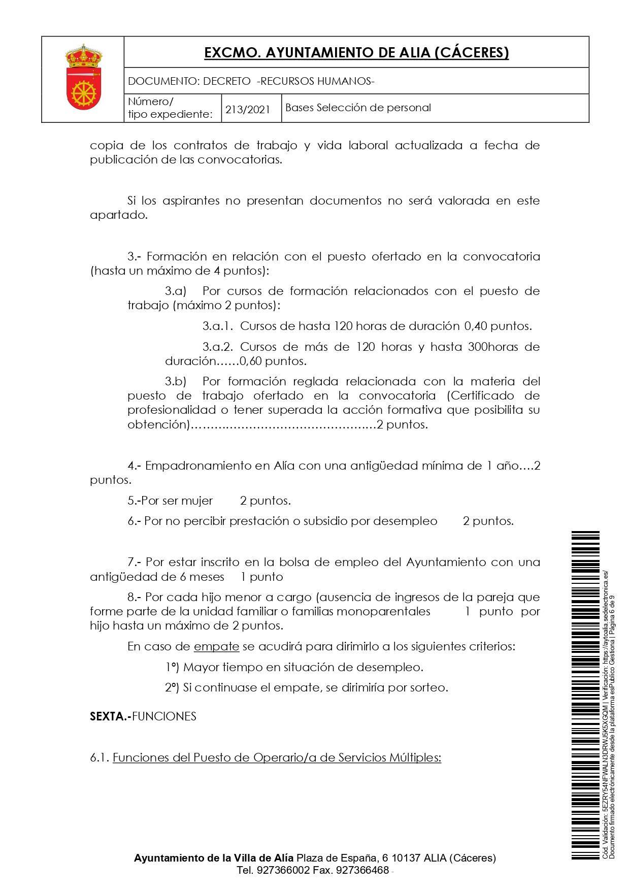 Bases para varios puestos de trabajo (octubre 2021) - Alía (Cáceres) 6