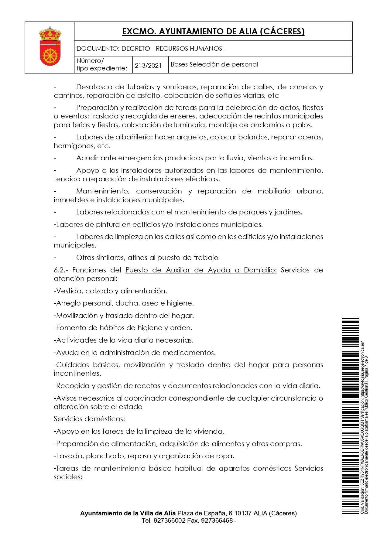 Bases para varios puestos de trabajo (octubre 2021) - Alía (Cáceres) 7