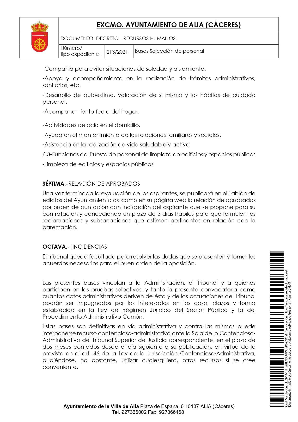 Bases para varios puestos de trabajo (octubre 2021) - Alía (Cáceres) 8