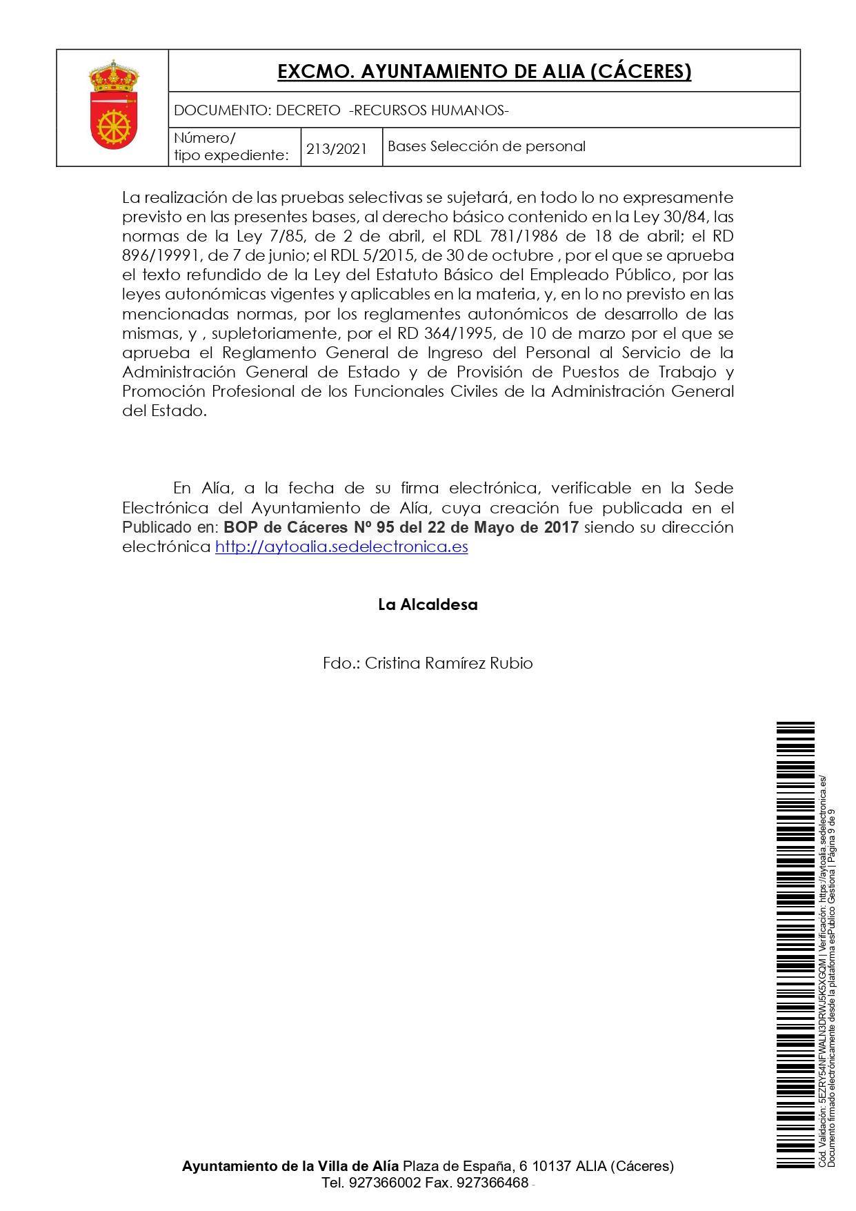 Bases para varios puestos de trabajo (octubre 2021) - Alía (Cáceres) 9
