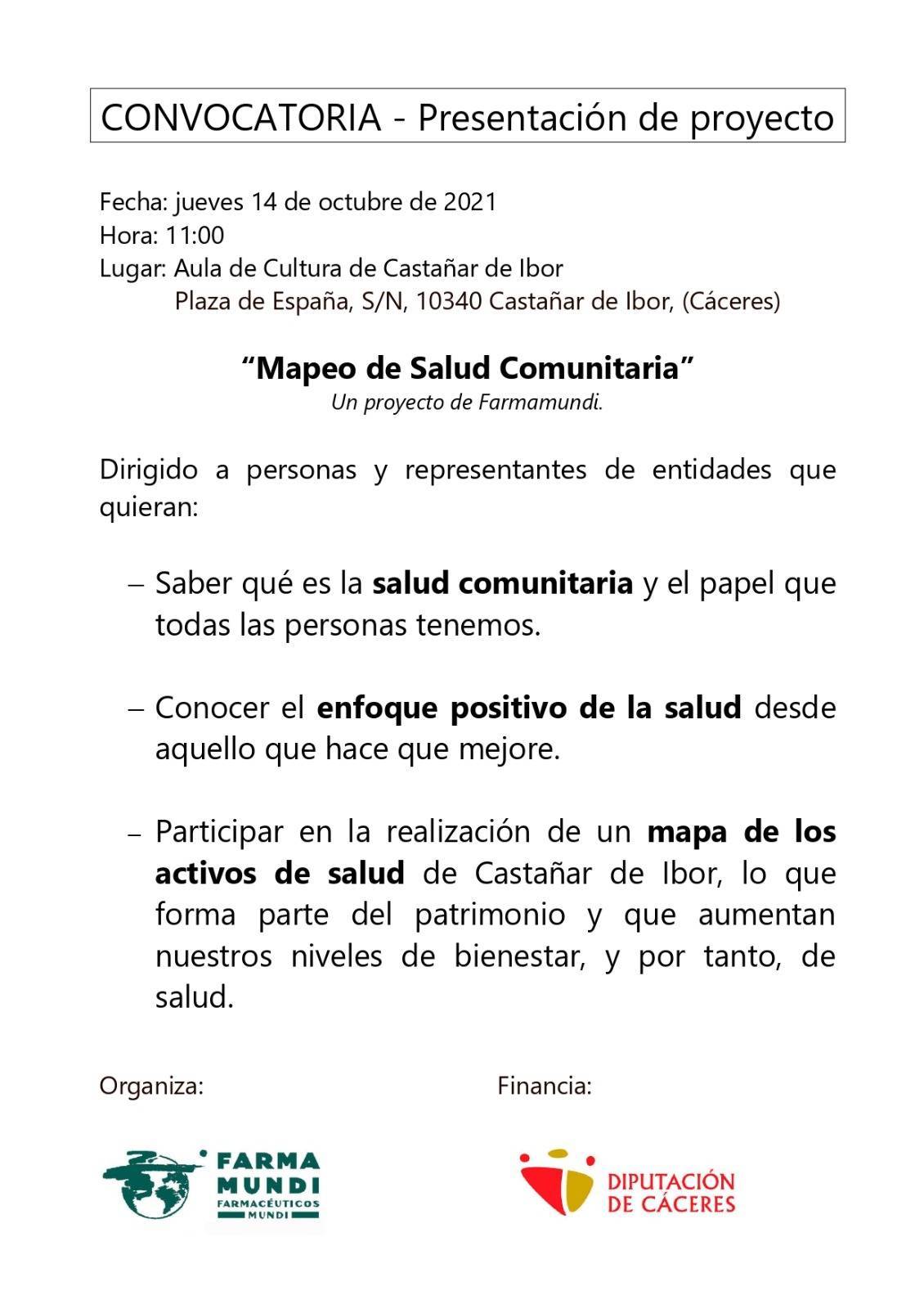 Presentación de 'Mapeo de salud comunitaria' (2021) - Castañar de Ibor (Cáceres)
