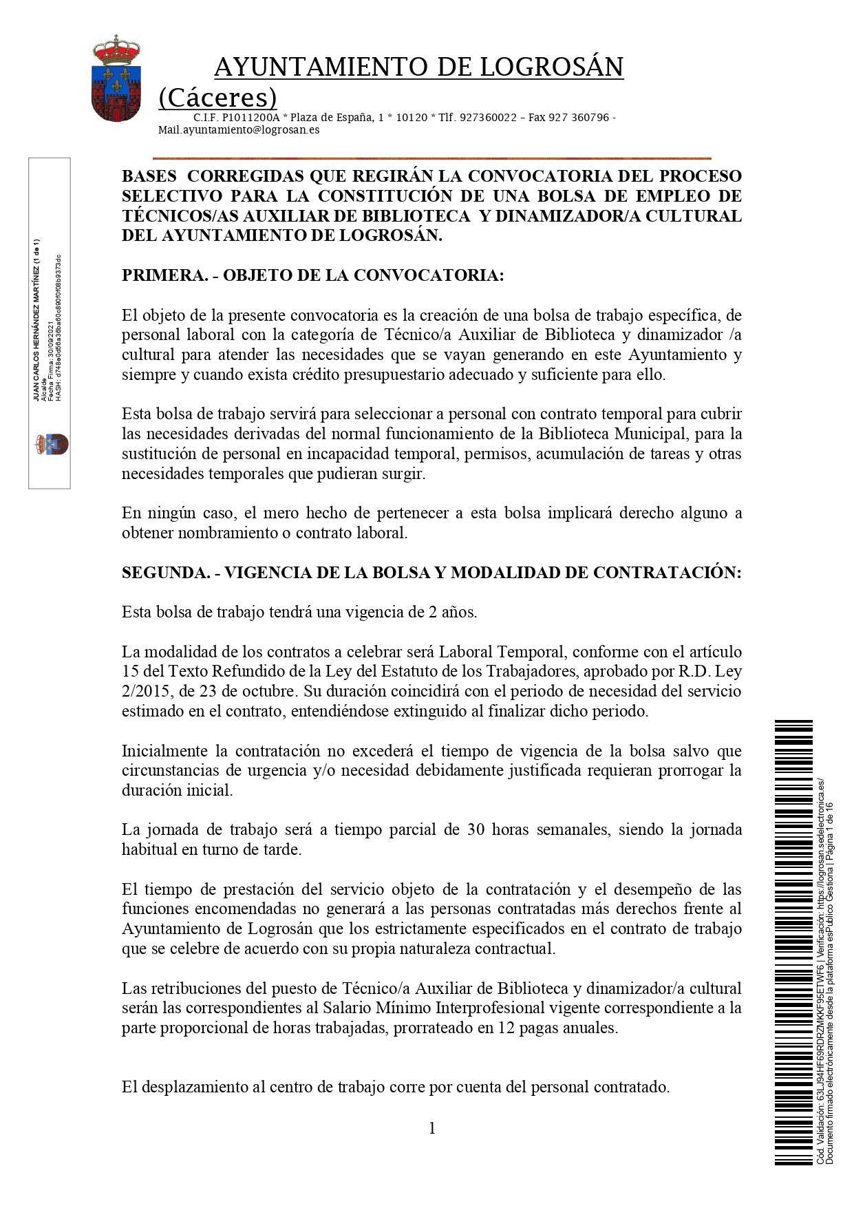 Técnicos-as auxiliar de biblioteca y dinamizador-a cultural (2021) - Logrosán (Cáceres) 1