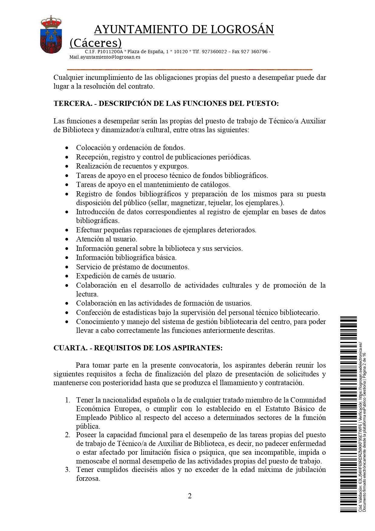 Técnicos-as auxiliar de biblioteca y dinamizador-a cultural (2021) - Logrosán (Cáceres) 2