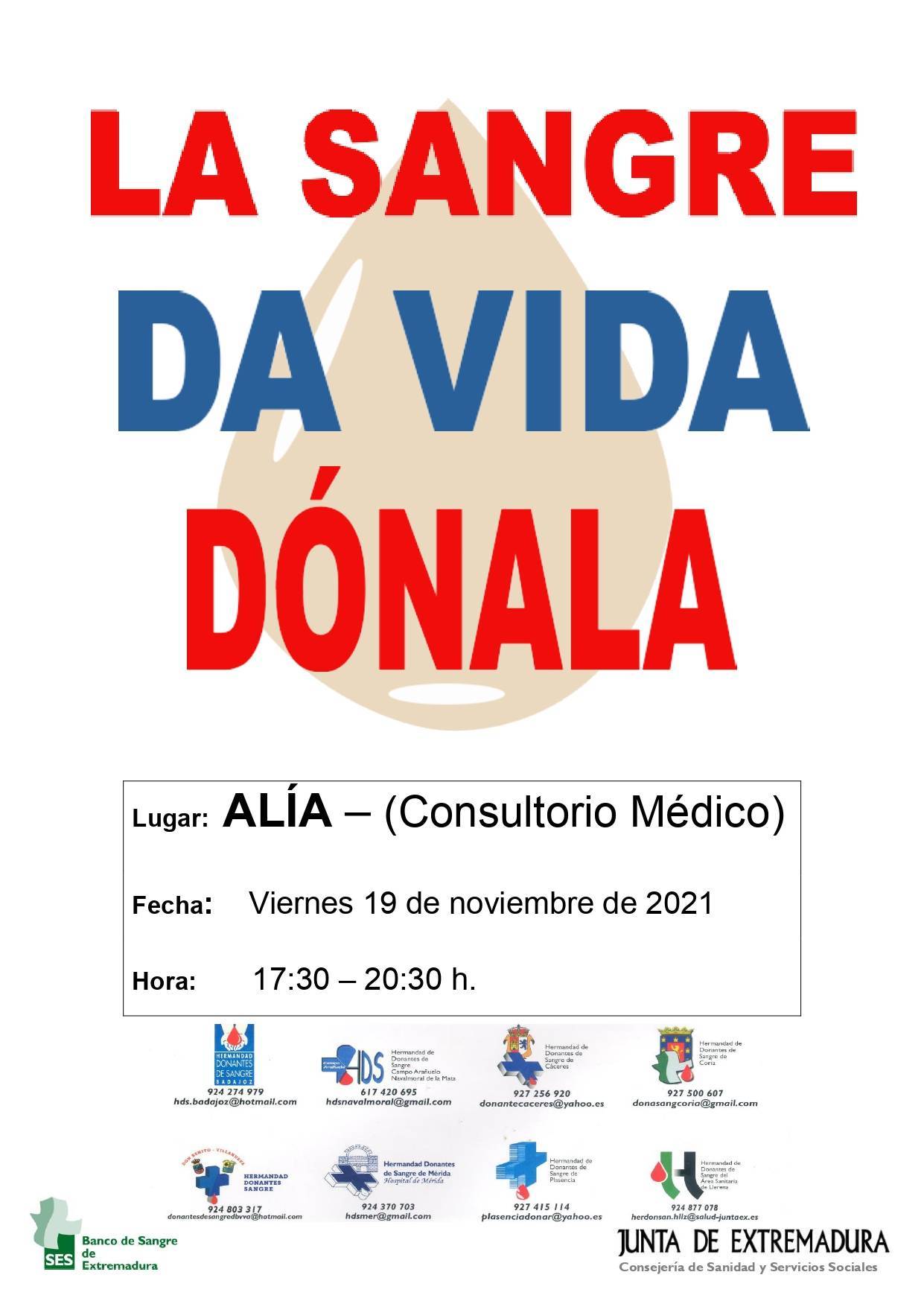 Donación de sangre (noviembre 2021) - Alía (Cáceres)
