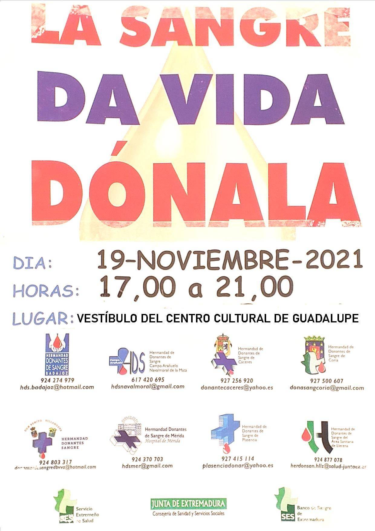 Donación de sangre (noviembre 2021) - Guadalupe (Cáceres)