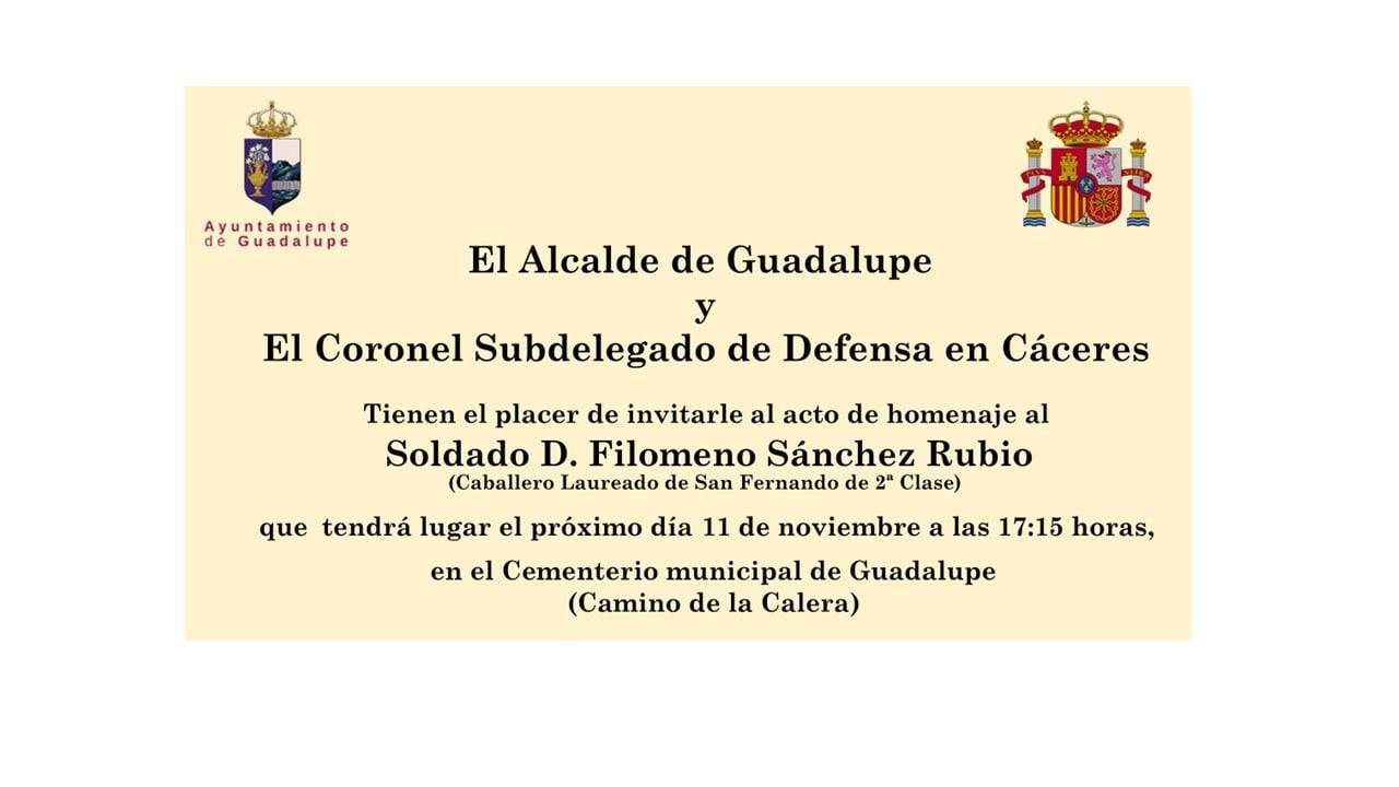 Homenaje al soldado D. Filomeno Sánchez Rubio (2021) - Guadalupe (Cáceres)