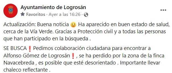 Localizado al hombre desaparecido en buen estado de salud (noviembre 2021) - Logrosán (Cáceres) 1