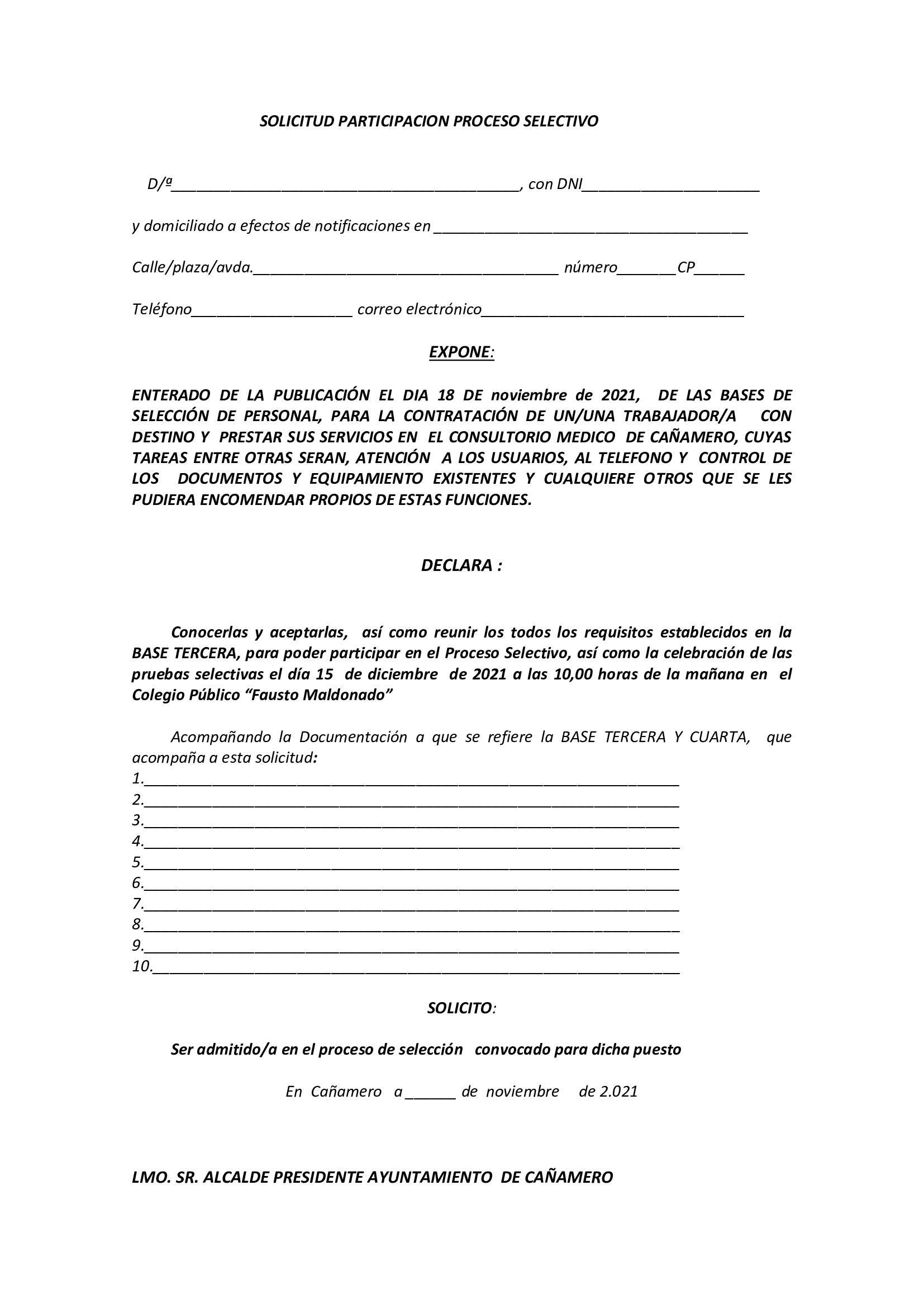 Personal para el consultorio médico (2021) - Cañamero (Cáceres)