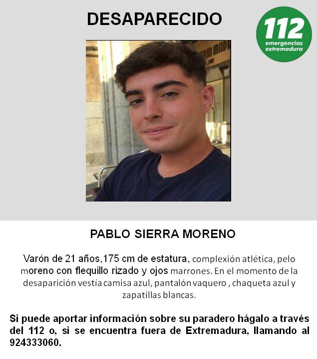 Continúa la búsqueda de Pablo Sierra Moreno (diciembre 2021) - Badajoz 2