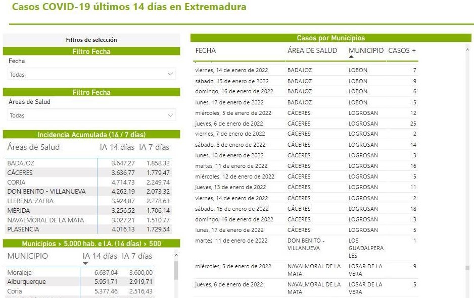 9 nuevos casos positivos de COVID-19 (enero 2022) - Logrosán (Cáceres) 2