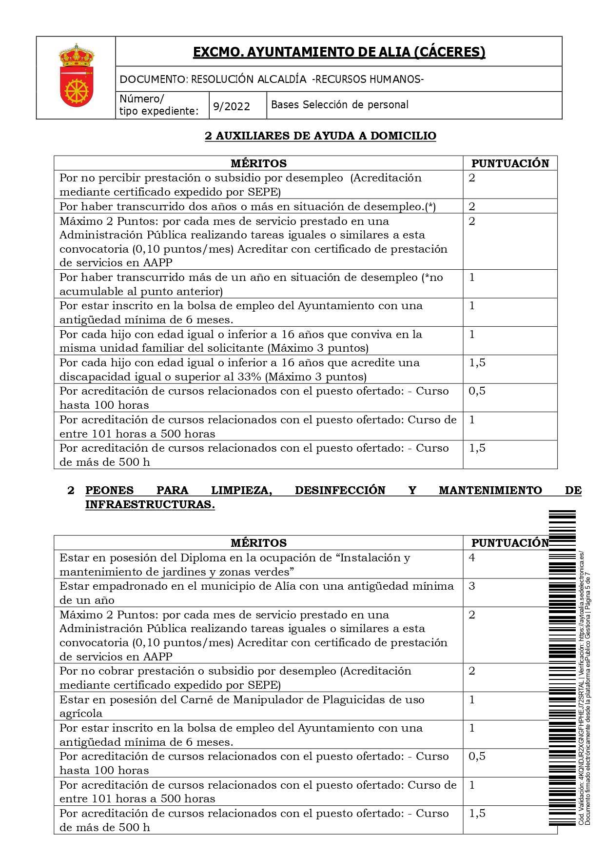 Auxiliares de ayuda a domicilio y peones de limpieza (enero 2022) - Alía (Cáceres) 5