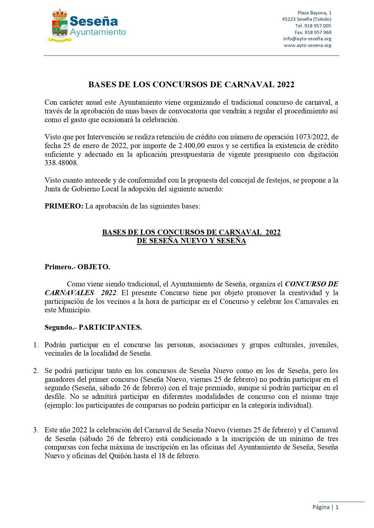 Bases de los concursos de Carnaval (2022) - Seseña (Toledo) 1