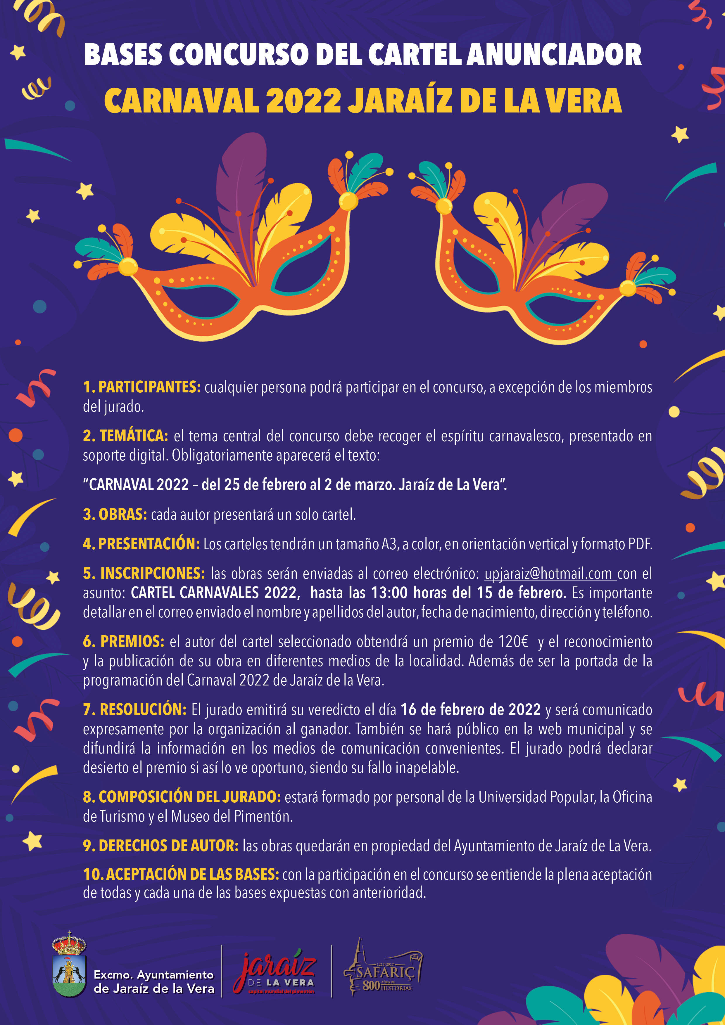 Concurso del cartel anunciador del Carnaval (2022) - Jaraíz de la Vera (Cáceres)