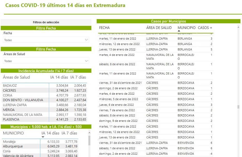 Nuevo caso positivo de COVID-19 (enero 2022) - Berzocana (Cáceres)