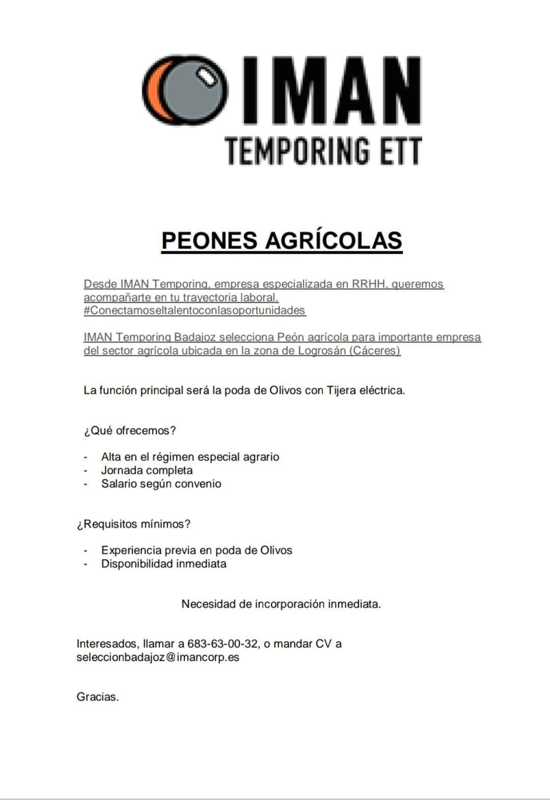 Peones agrícolas (enero 2022) - Logrosán (Cáceres)