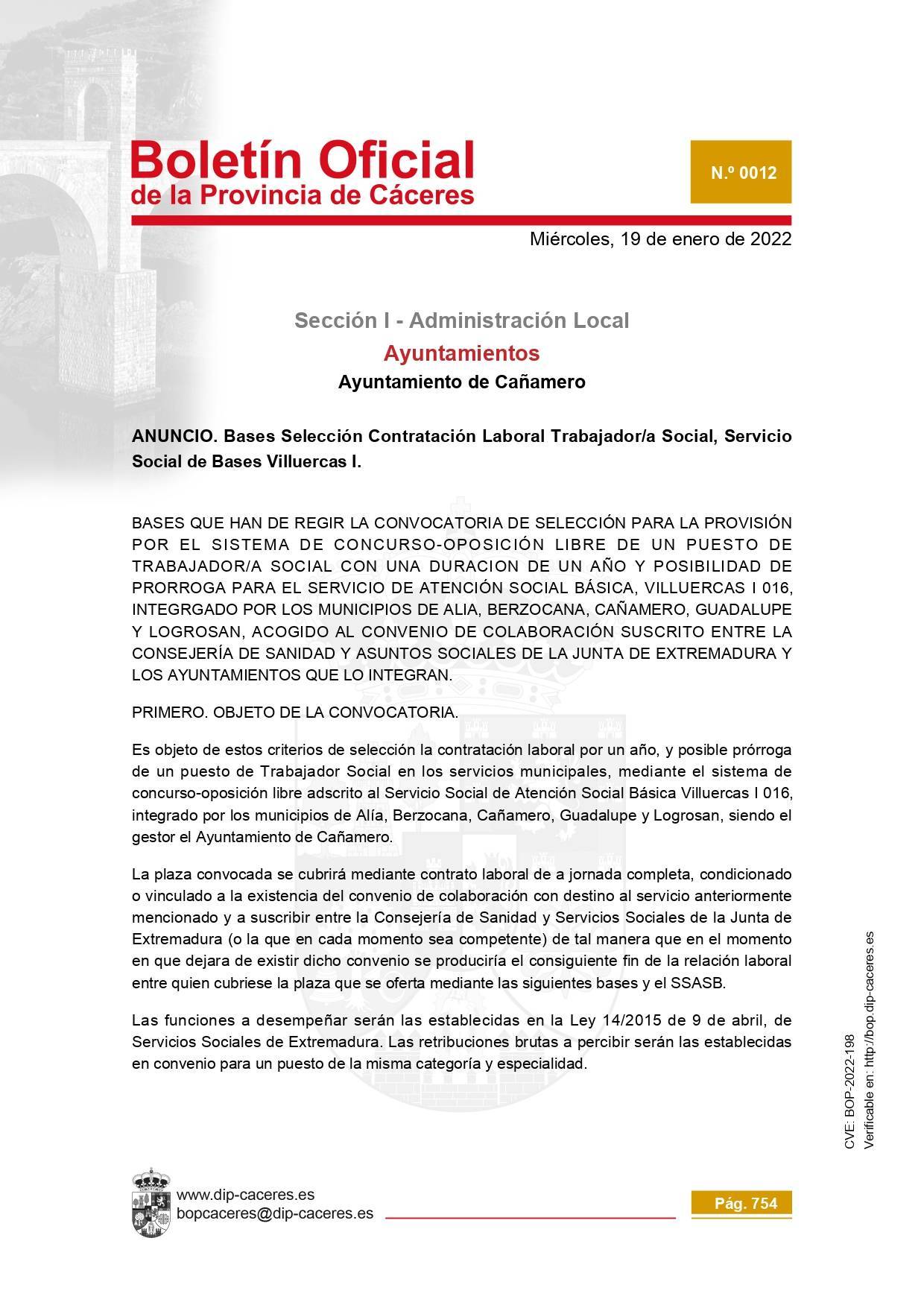 Trabajador-a social (2022) - Cañamero (Cáceres) 1
