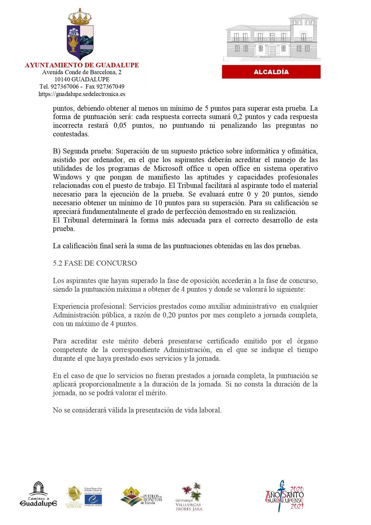 Auxiliar administrativo (febrero 2022) - Guadalupe (Cáceres) 4