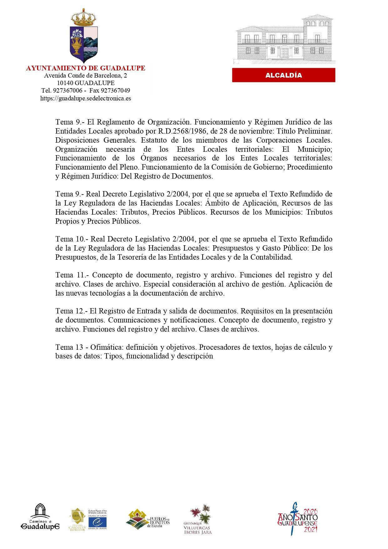 Auxiliar administrativo (febrero 2022) - Guadalupe (Cáceres) 7