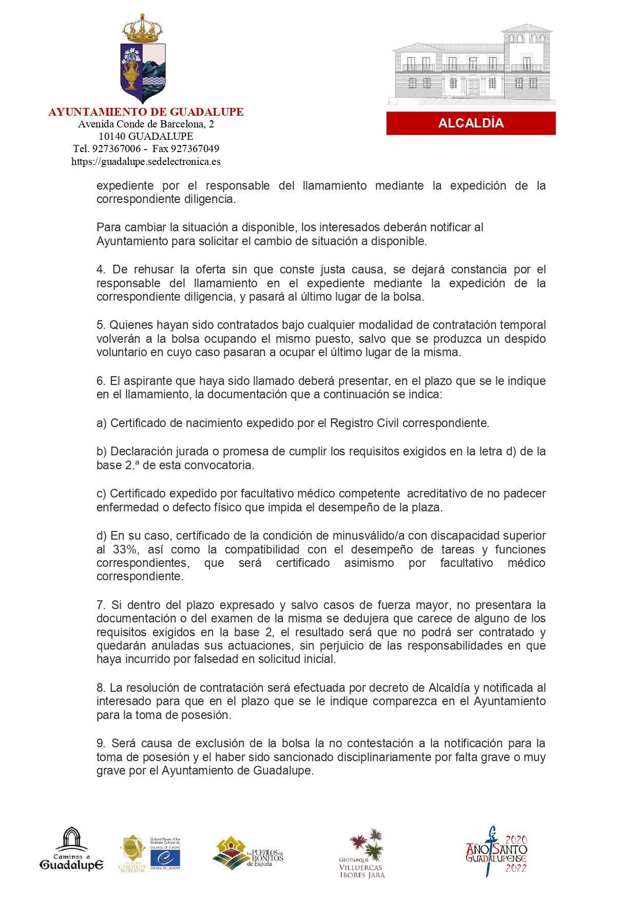 Bolsa de técnico de administración general (2022) - Guadalupe (Cáceres) 10