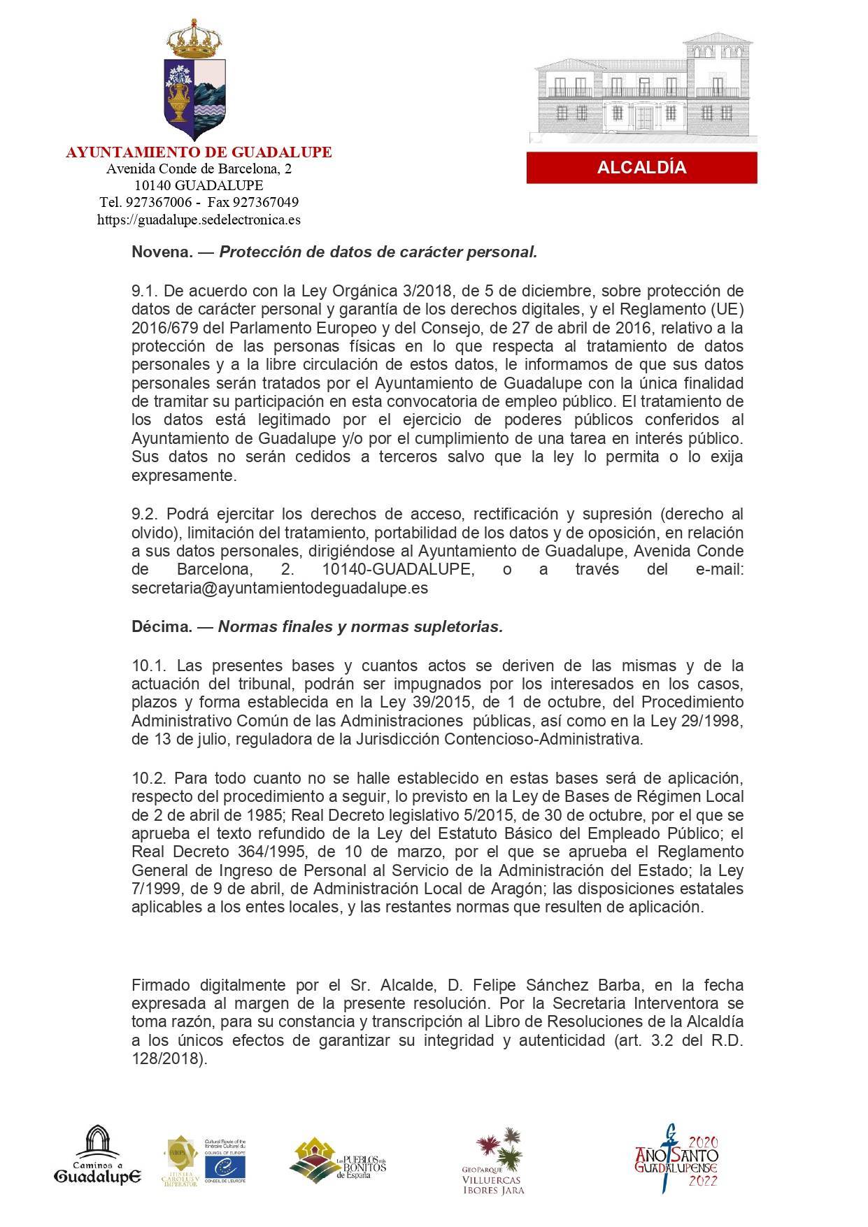Bolsa de técnico de administración general (2022) - Guadalupe (Cáceres) 11