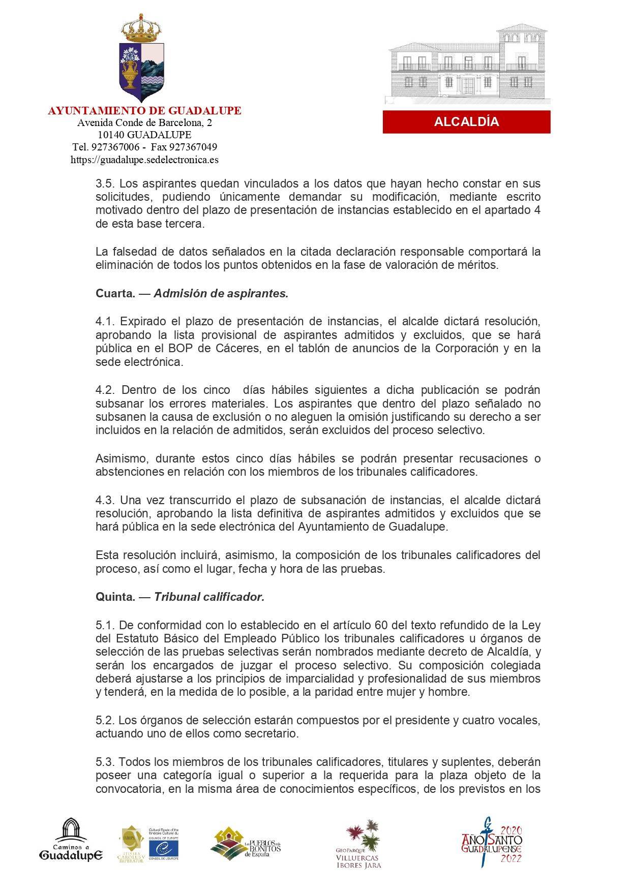 Bolsa de técnico de administración general (2022) - Guadalupe (Cáceres) 4