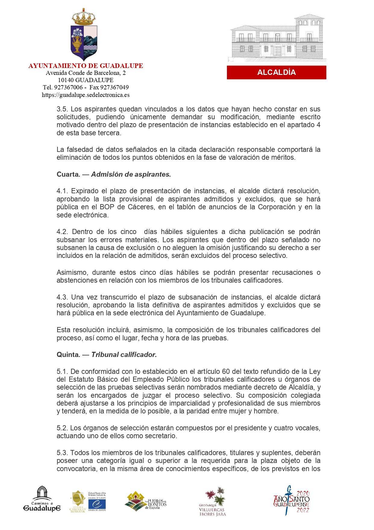 Bolsa de técnico de administración general (2022) - Guadalupe (Cáceres) 4