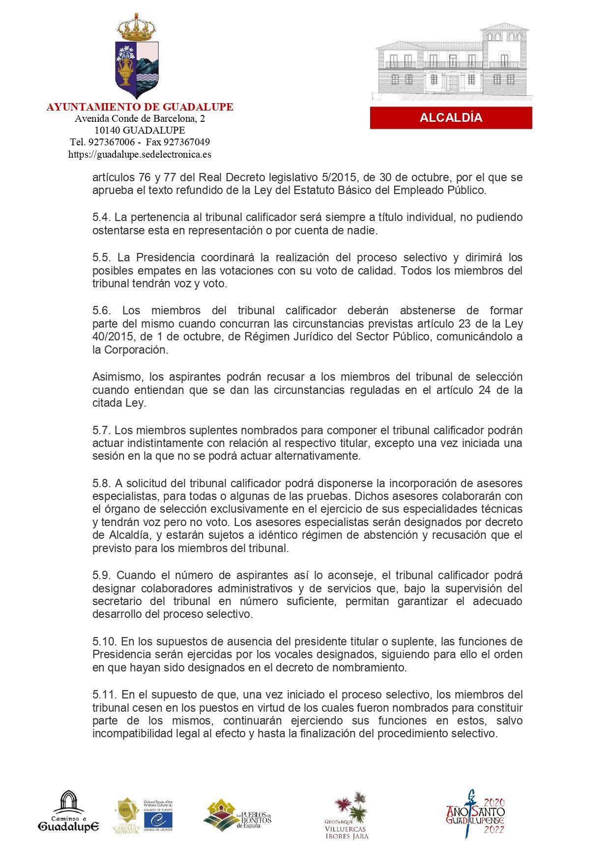 Bolsa de técnico de administración general (2022) - Guadalupe (Cáceres) 5