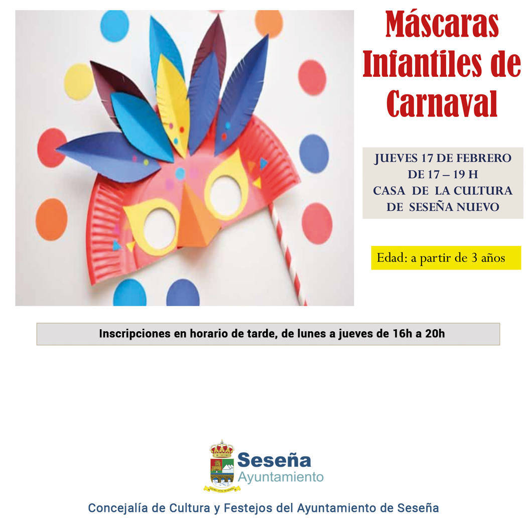 Taller de máscaras infantiles de Carnaval (2022) - Seseña Nuevo (Toledo)