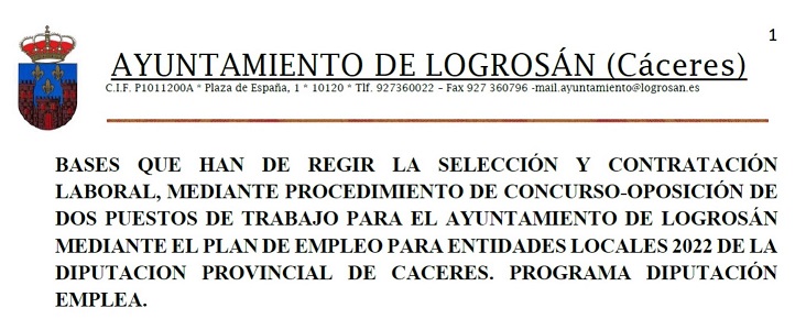2 peones de servicios múltiples (abril 2022) - Logrosán (Cáceres)