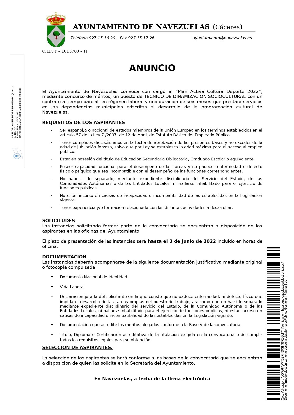 2 socorristas y 1 técnico de dinamización sociocultural (2022) - Navezuelas (Cáceres) 2