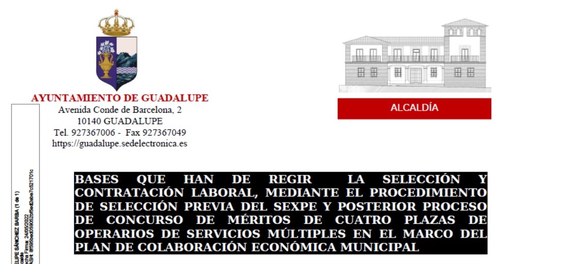 4 operarios de servicios múltiples (2022) - Guadalupe (Cáceres)