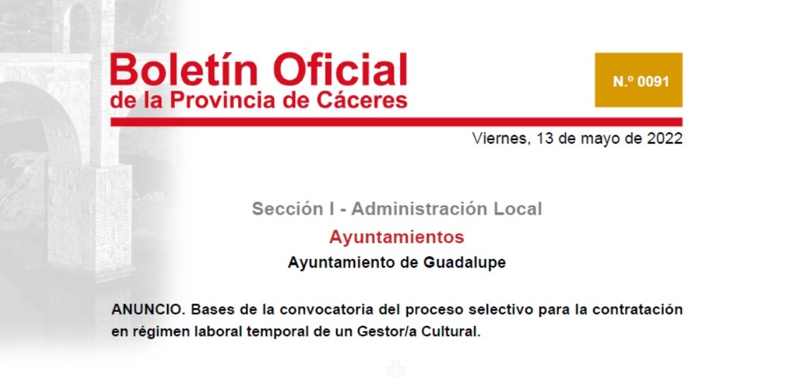 Gestor-a cultural (2022) - Guadalupe (Cáceres)