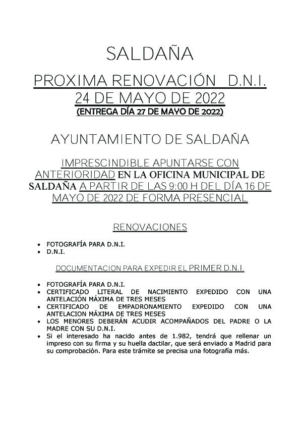 Renovación del DNI (2022) - Saldaña (Palencia)