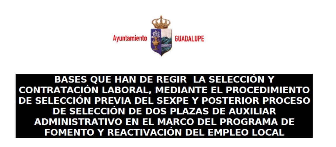 2 auxiliares administrativos (2022) - Guadalupe (Cáceres)