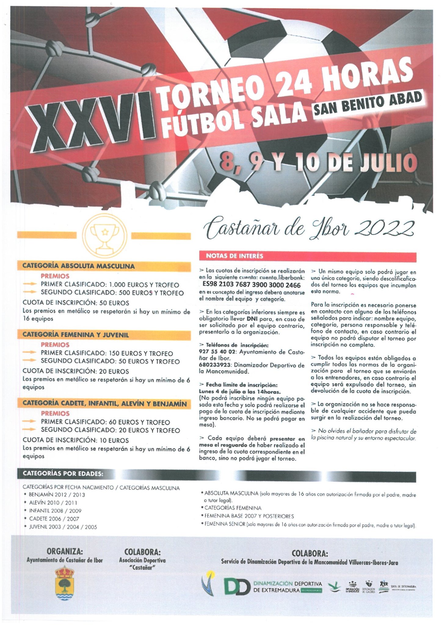 XXVI Torneo 24 Horas de Fútbol Sala 'San Benito Abad' - Castañar de Ibor (Cáceres)