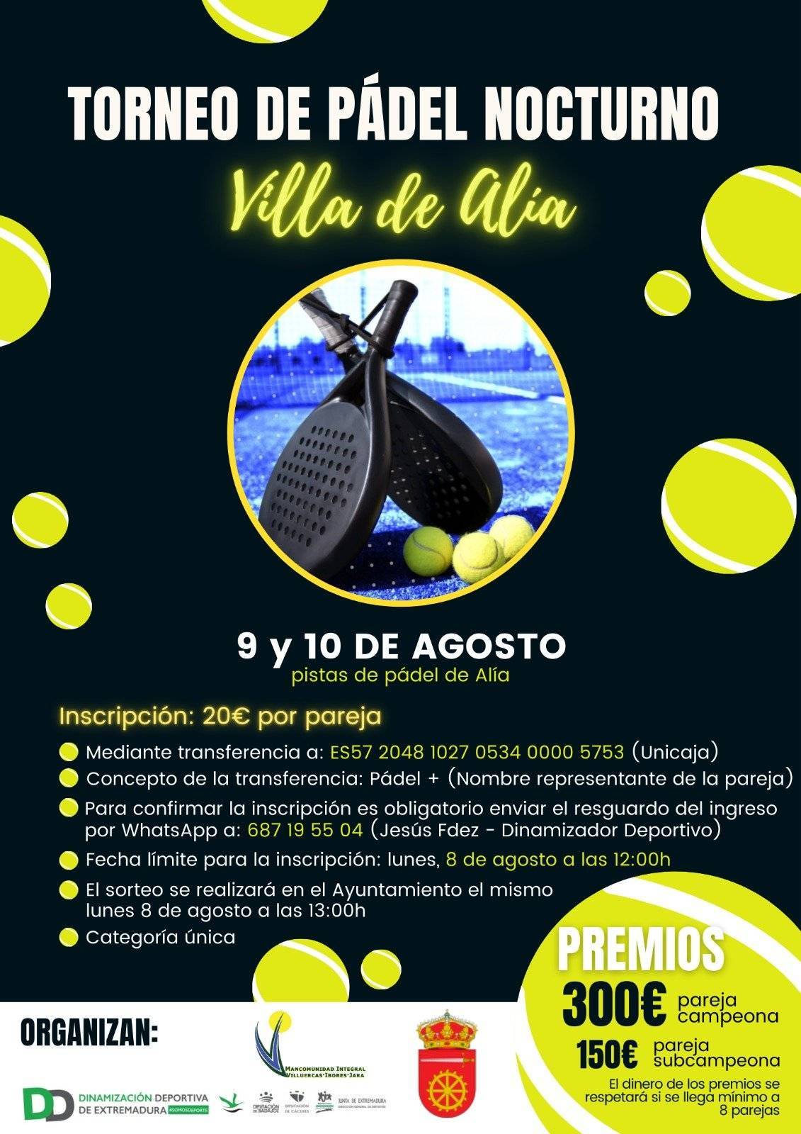 Torneo de pádel nocturno (agosto 2022) - Alía (Cáceres)