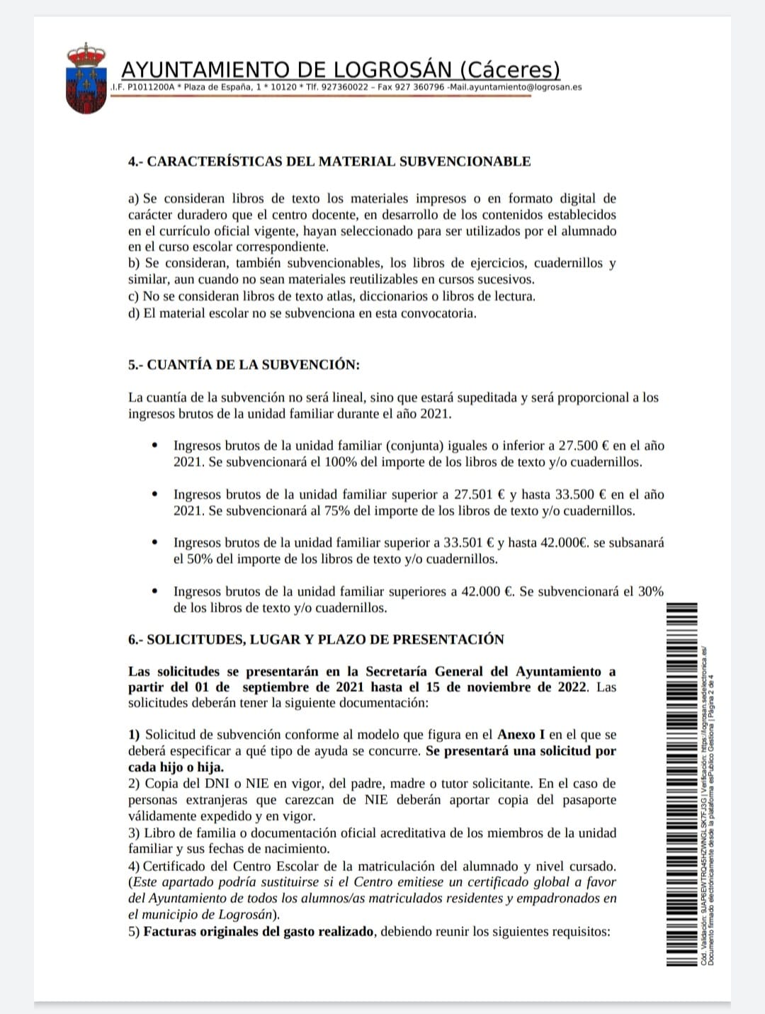 Bases ayudas para la adquisición de libros de texto (2022) - Logrosán (Cáceres) 2