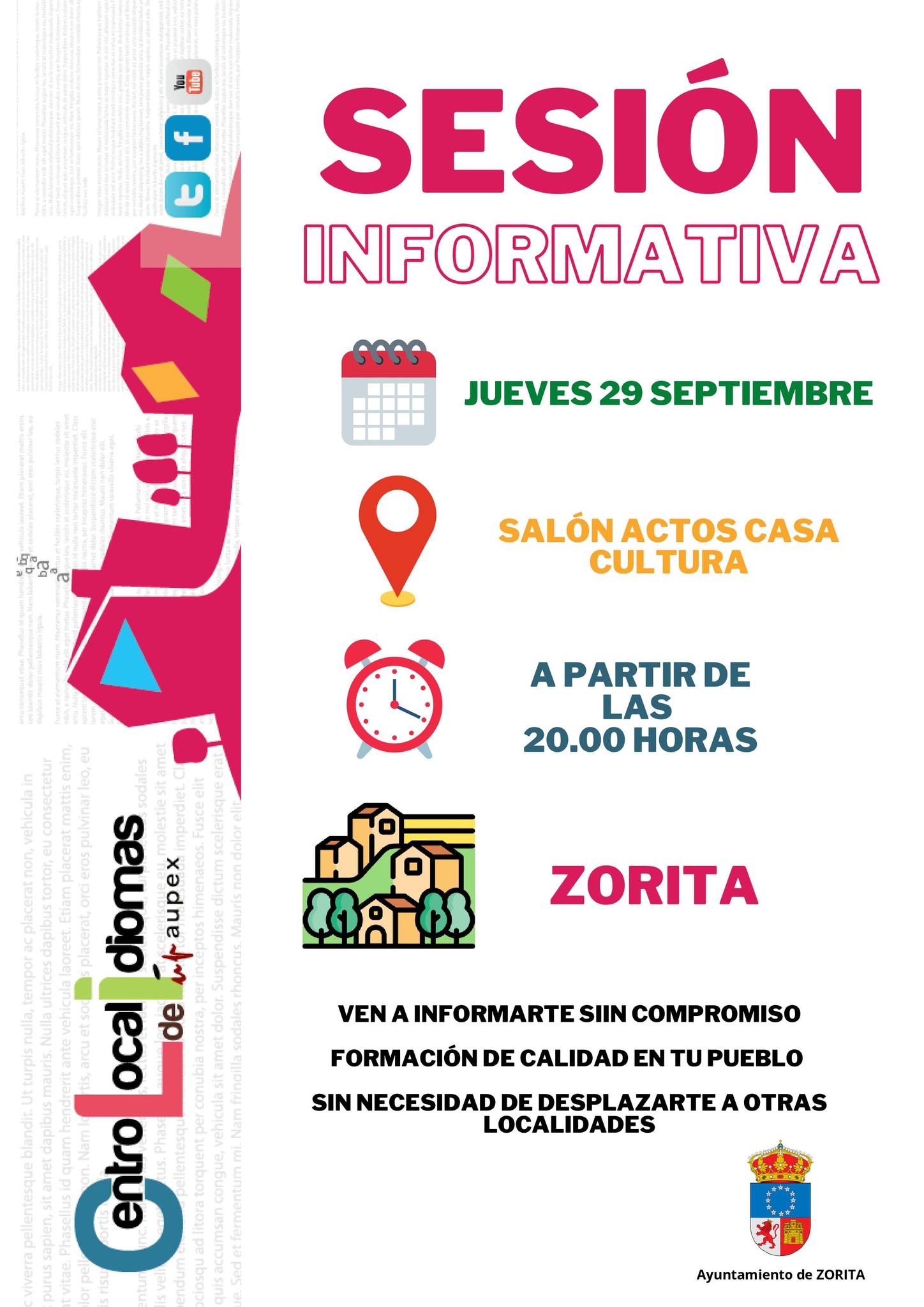 Charla informativa del Centro Local de Idiomas (2022) - Zorita (Cáceres)