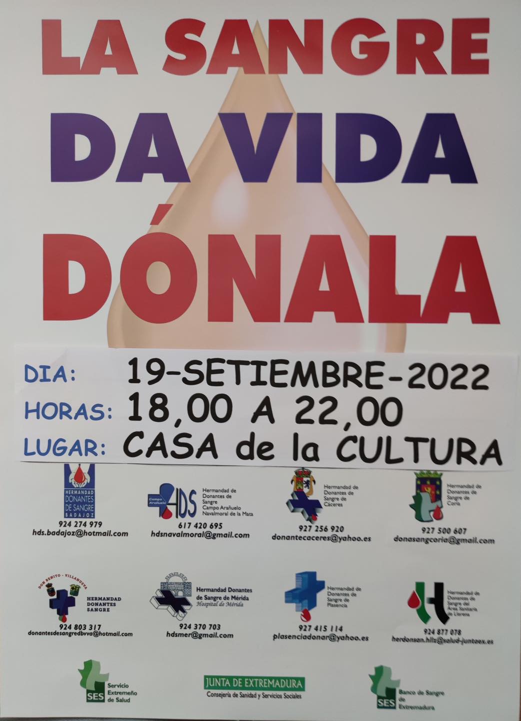 Donación de sangre (septiembre 2022) - Guadalupe (Cáceres)