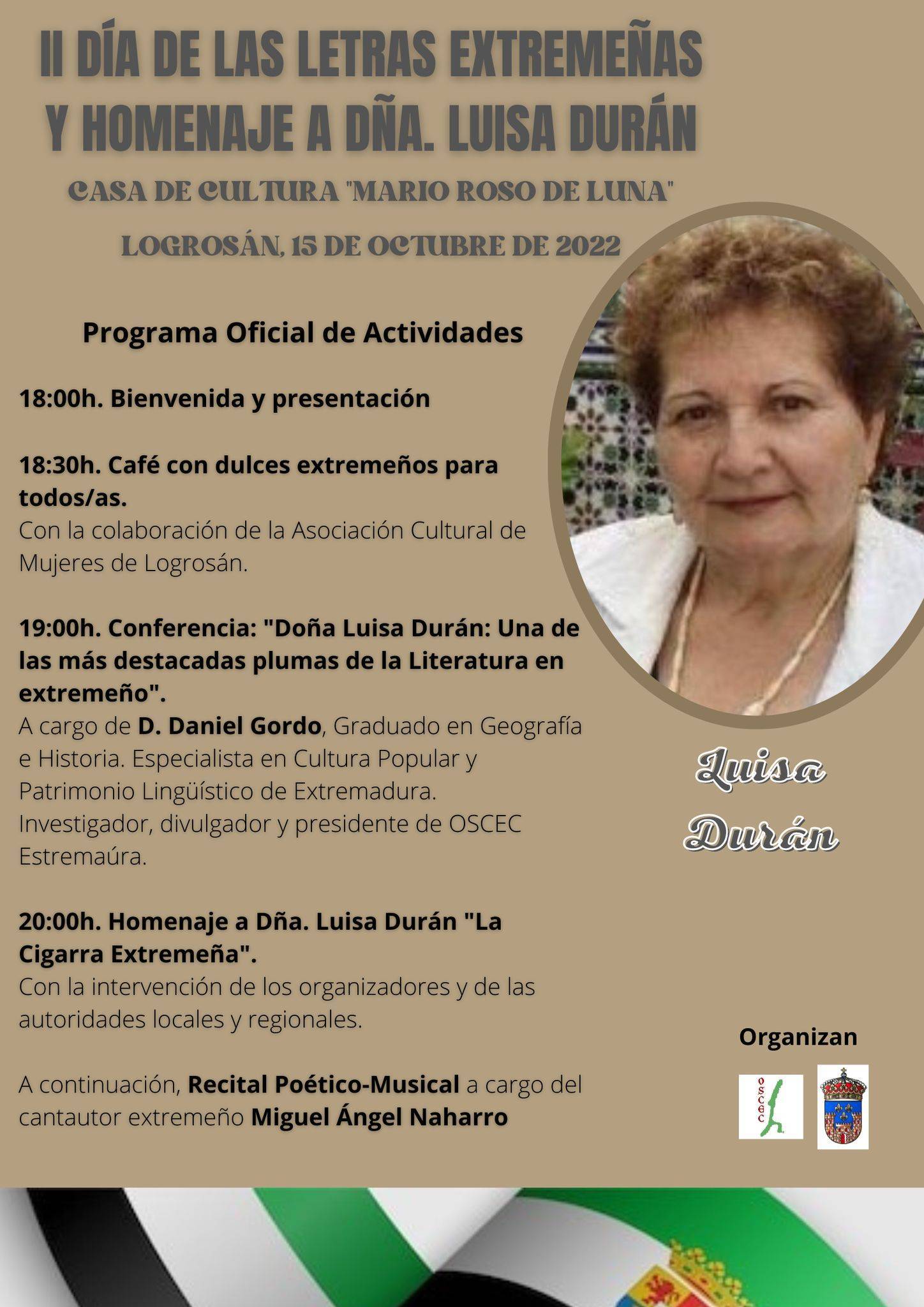 II Día de las Letras Extremeñas y homenaje a Doña Luisa Durán - Logrosán (Cáceres)