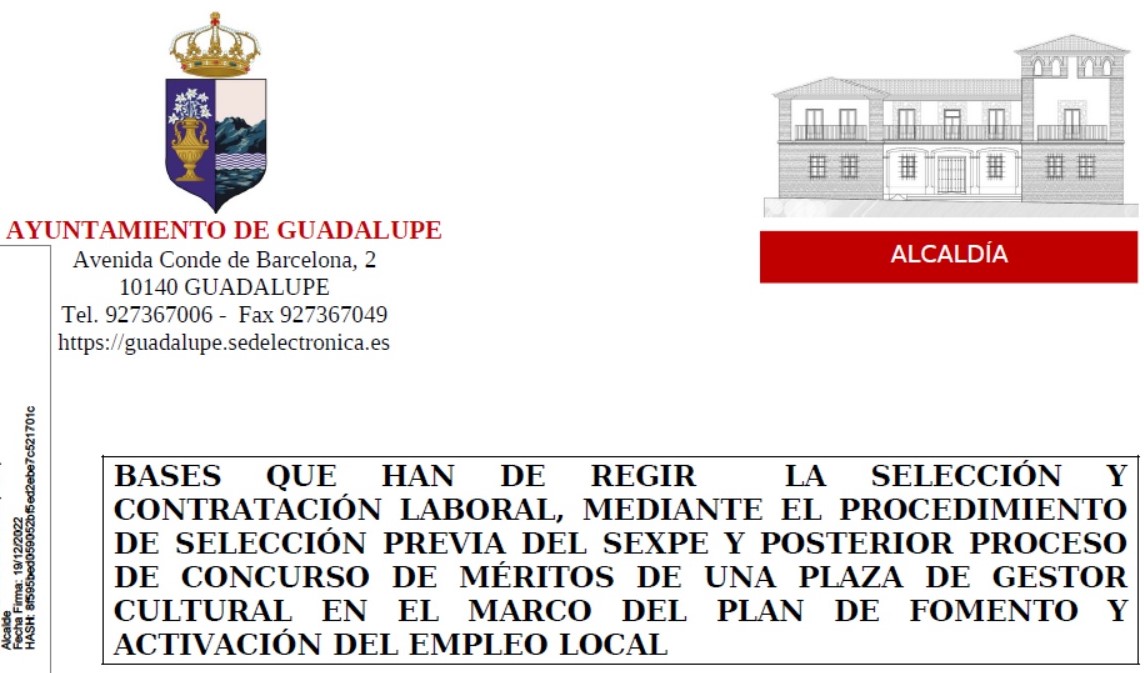 Bases gestor cultural (2022) - Guadalupe (Cáceres)