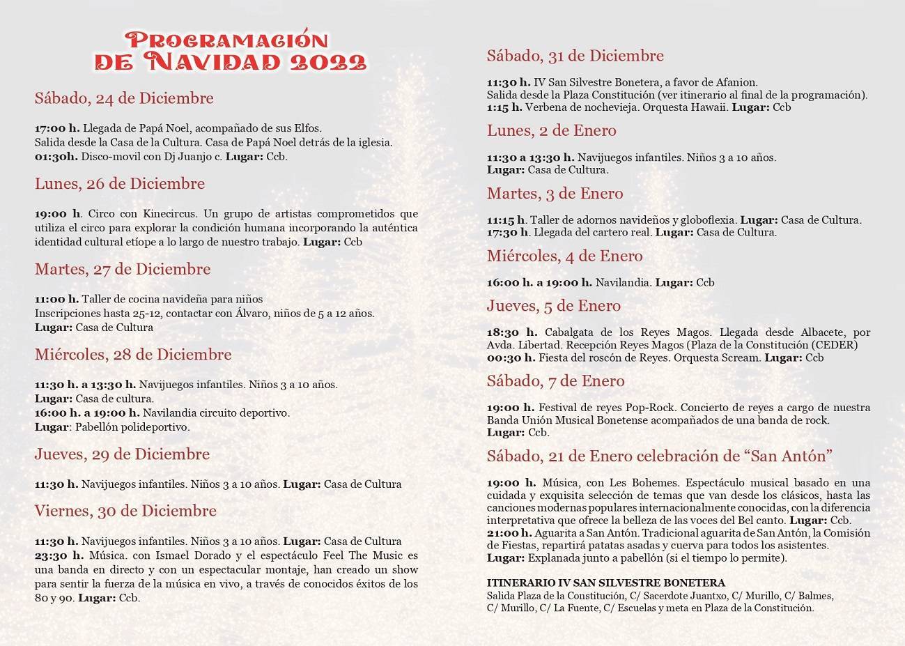 Programa de Navidad (2022) - Bonete (Albacete) 2