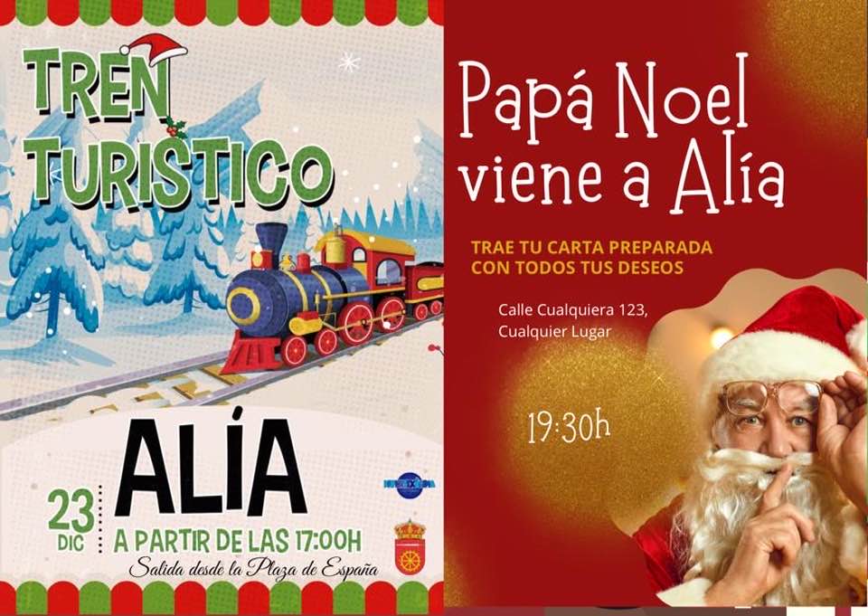 Tren turístico navideño y Papá Noel (2022) - Alía (Cáceres)