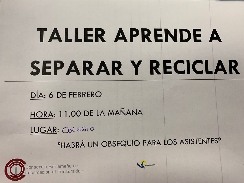 Taller de aprender a separar y reciclar (febrero 2023) - Navalvillar de Ibor (Cáceres)