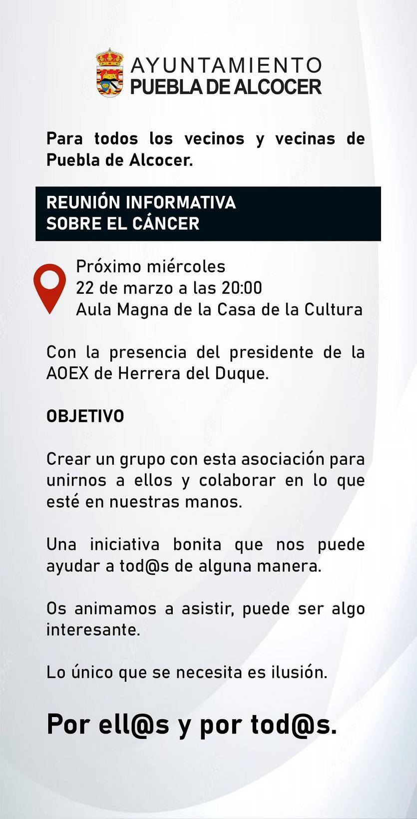 Reunión informativa sobre el cáncer (2023) - Puebla de Alcocer (Badajoz)