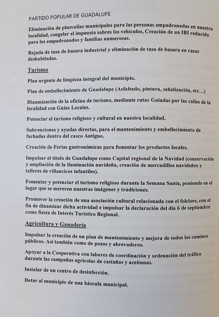 Programa electoral del PP (2023) - Guadalupe (Cáceres) 4