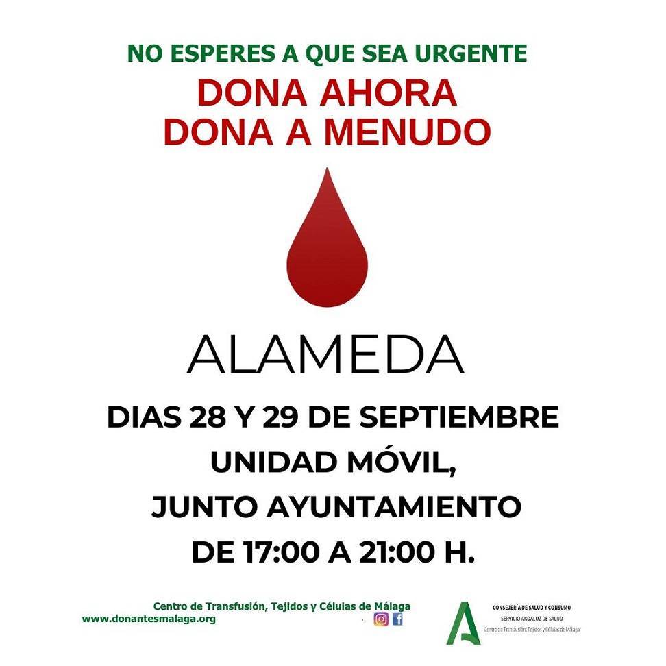 Donación de sangre (septiembre 2023) - Alameda (Málaga)