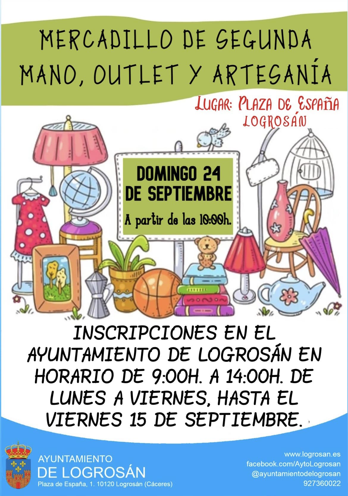 Mercadillo de segunda mano, outlet y artesanía (septiembre 2023) - Logrosán (Cáceres)