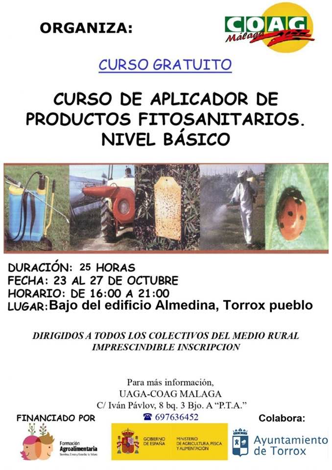 Curso de aplicador de productos fitosanitarios (2023) - Torrox (Málaga)